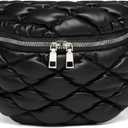 Eslcorri Crossbody Bags for Women - Fashion Sling Purse Shoulder Bag Fanny Pack Leather Causal Chest Bum Bag Cross Body Purse (096-black)