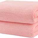 HOMEXCEL Bath Towels Pack of 2, (27 x 54 Inches) Microfiber Ultra Soft Highly Absorbent Bath Towel Set, Lightweight and Quick Drying Towels for Body, Sport, Yoga, SPA, Fitness, Pink