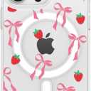 ZTOFERA for iPhone 15 Pro Magnetic Case Clear,Cute Love Heart Ribbon Bow Tie Aesthetic Phone Case,Transparent Trendy Slim Soft Shockproof Protective Phone Cover for Women Girls,Blush