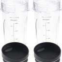 Replacement 16oz Blender Cups for Ninja BL660 BL770 QB3001SS, Single Serve blender 16-Ounce Cups Replacement Parts for Ninja Blender with Lid, fit Ninja BL780 BL810 BL820 BL830 QB3000 QB3000QBK QB3004