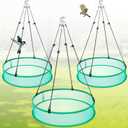 3 Pcs Bird Seed Catcher Tray for Outdoor Feeders 20" Diameter x 4" High Hanging Bird Feeder Trays to Catch Seed Catcher Spill Guard Platform Outdoor Garden Accessories(Green)