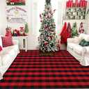 Ckorzen Red and Black Plaid Rug, 8' x 10' Christmas Front Porch Outdoor Rug, Handwoven Cotton Washable Rug for Layered Door Mats, Holiday Entryway and Home Dcor