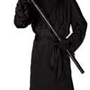 Grim Reaper Halloween Costume with Glowing Red Eyes for Kids, Scythe Included (Black)