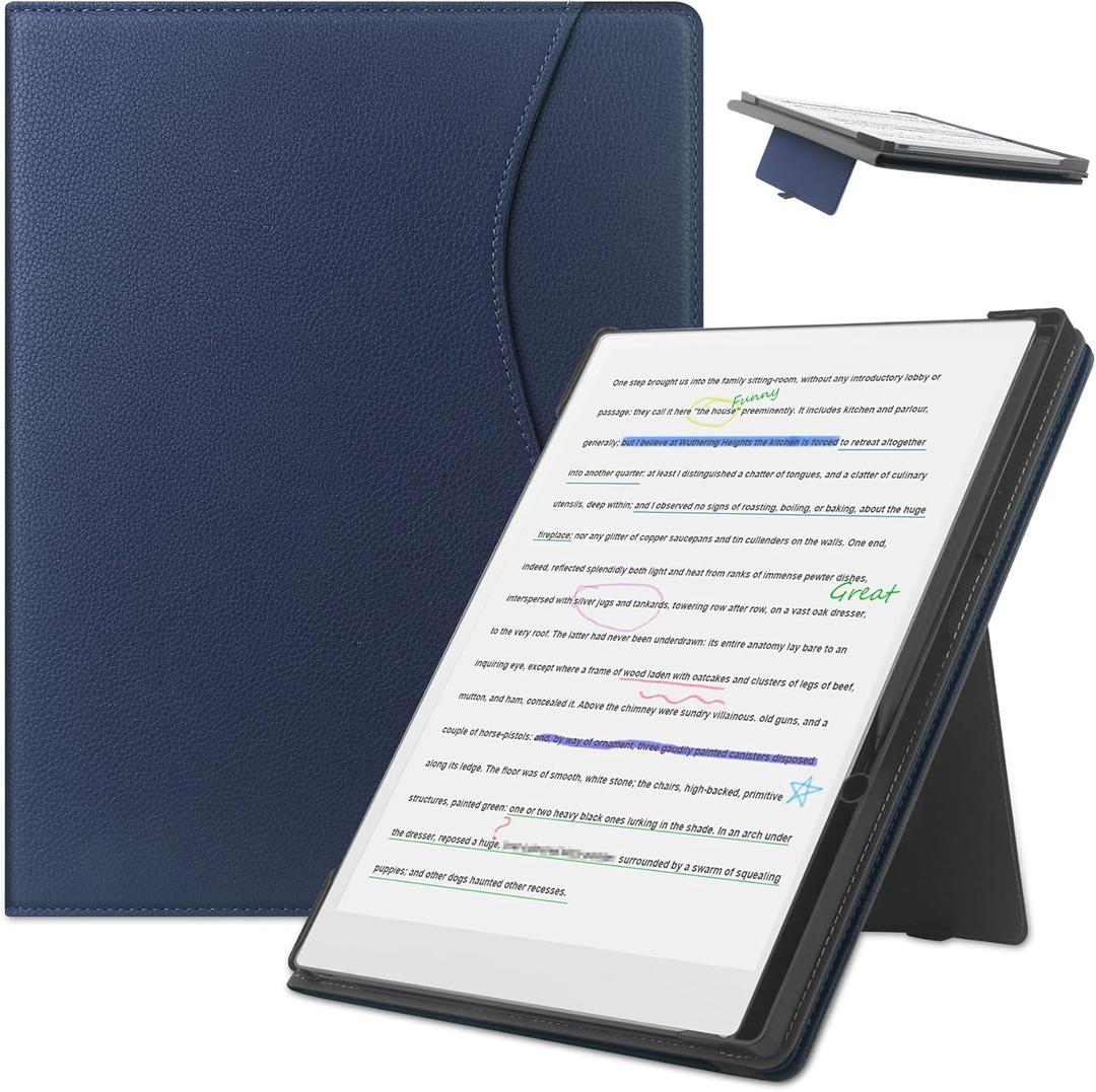 KuRoKo Stand Case for Remarkable Paper Pro Color Tablet Case 11.8 2024 Released Folios Cover with Card Pocket and Auto Sleep/Wake & Pen Holder Compatible with Remarkable Paper Pro (Navy)