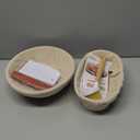 Sourdough Proofing Basket Gift Set, 9" Round and 10" Oval Banneton Bread Baking Supplies, Sourdough Baskets with Bread Lame, Danish Whish, Bowl Scraper, Sourdough Scraper, and Linen Liner (9-Piece Kit)