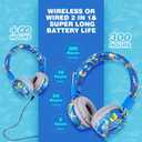 QearFun Cool Dinosaur Bluetooth Headphones, 85dB Safe Volume Limit, Wireless & 3.5mm Wired Headset with Mic, Bluetooth 5.2, Fast Charging, Foldable,for School, Tablet, Travel, Airplane
