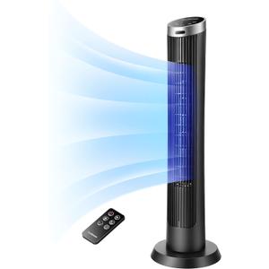 OmniBreeze Digital Electric Tower Fan, with Remote Control, LED Display, Standing Bladeless Floor Fans Cooling and Quite Indoor Living Room Bedroom use (36 Inch)