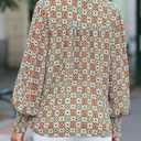 3 x Dokotoo Women's Casual V Neck Easel Floral Print Long Sleeve Blouses Smocked Button Down Shirts Bohemian Top (Green, S)