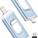 Gulloe 512GB Dual Interface Flash Drive for Phone Storage Photos Videos, Phone USB Backup External Photo Memory Stick - No App Required, Compatible with iPhone, iPad, Android & PC (Mist Blue)