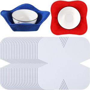 Tudomro 24 Pieces Cozy Pre Cut Batting Quilt Batting Fabric Batting for Quilting Bowl Cozy Pattern Template Bowl Wrap Cut on Fold Template for Sewing DIY, 9.84 x 9.84 Inch