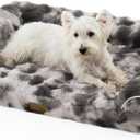 Faux Fur Orthopedic Dog Bed, Dog Bed for Large Size, Supportive Foam Pet Sofa with Waterproof Lining Cover, Washable U-Shaped Pet Couch with Anti-Slip Bottom, Tie-dye Grey L 36x27x6.5 inch