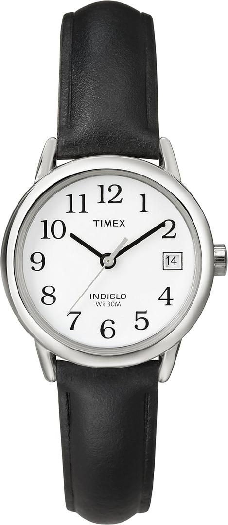 Timex Women's Easy Reader Watch (25mm, Black/Silver-Tone/White/25mm)