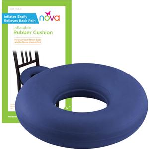 NOVA Inflatable Ring Seat Cushion, Inflatable Donut Cushion for Pressure Relief, Postpartum, BBL & Bedsore Recovery  Durable Rubber, Easy to Inflate/Deflate, Easy to Clean Blue, Bicycle Pump Required (Diameter 15 Inch)