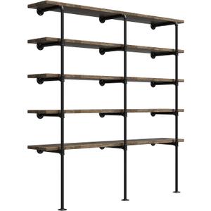 (77"Tall,14"Deep,3pcs) Industrial Retro Wall Mount Iron Pipe Shelf,DIY Open Bookshelf,Hung Bracket,Home Improvement Kitchen Shelves,Tool Utility Shelves, Office Shelves, pipe shelving