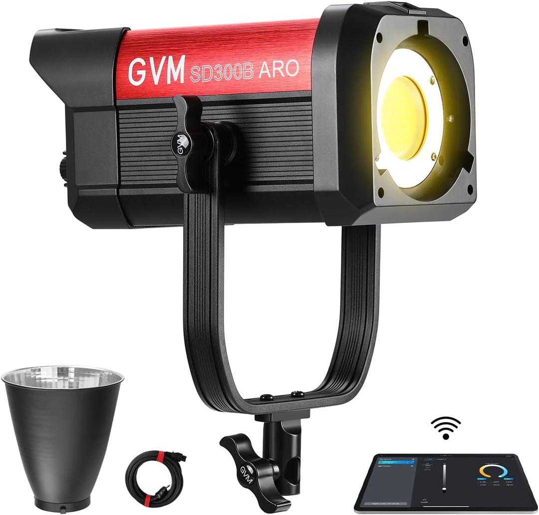 GVM 300W LED Video Light, 221950lux/1m, ARO SD300B Photography Lighting Kit with APP Control, 2700K-6800K Studio Light Continuous Lighting Kit for YouTube,Film,12 Scene Effects