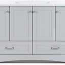 Spring Mill Cabinets Emlyn 48 Inch Bathroom Vanity with White Single-Sink Top, 3 Cabinets, 2 Shelves, 2 Drawers, 48.5" W x 18.75" D x 32.89" H, Pearl Gray