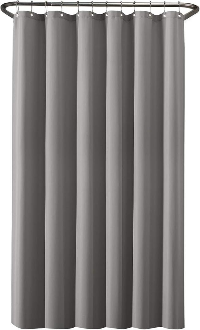 Zenna Home, 70 x 72 Inch Gray Waterproof Fabric Shower Curtain, 70 x 72 Inch