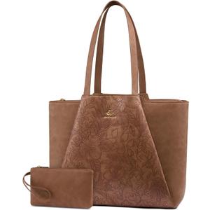 LOVEVOOK Laptop Tote Bag for Women,PU Work Bags with Triple Compartments