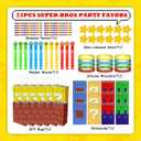 72pcs Super Bros Party Favors, Birthday Party Supplies Including Stress Relief Stars, Notebooks, Rainbow Pencils, Silicone Bracelets, Game On Gaming Party Gifts Classroom Rewards for Kids
