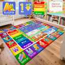 8x10 Kids Rug for Classroom & Playroom - ABC Alphabet Educational Area Rug with Animals Numbers & Colors - Non-Slip Carpet Playmat for Nursery Preschool Elementary