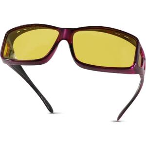 Night Driving Glasses for Men Women Fit Over Sunglasses Anti Glare Polarized HD Night Vision Glasses (A12 Transparent Red Frame/ Night Vision Lens)