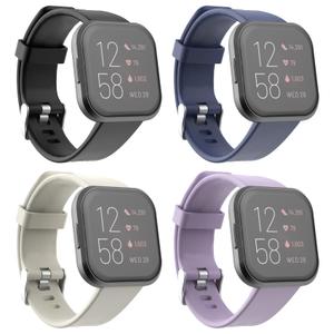 AGENTNANO 4 Pack Silicone Bands Compatible with Fitbit Versa 2/Fitbit Versa/Versa Lite/Versa SE Watch Bands for Women Men,Soft Sport Wristbands Replacement Straps