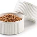 Non-Slip Ceramic Dog Bowls,6" Dog Food and Water Bowl Set with Silicone Base, 32oz/4cups Weighted Flip-Proof Pet Feeding Bowl for Medium Dogs (Medium,White)