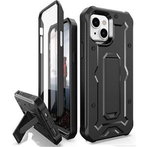 CaseBorne ArmadilloTek V Compatible with iPhone 14 Case/iPhone 13 Case - [Up to 21 Feet Drop Proof] - Military Grade Full Body Heavy Duty with Built-in Screen Protector and Kickstand - Black