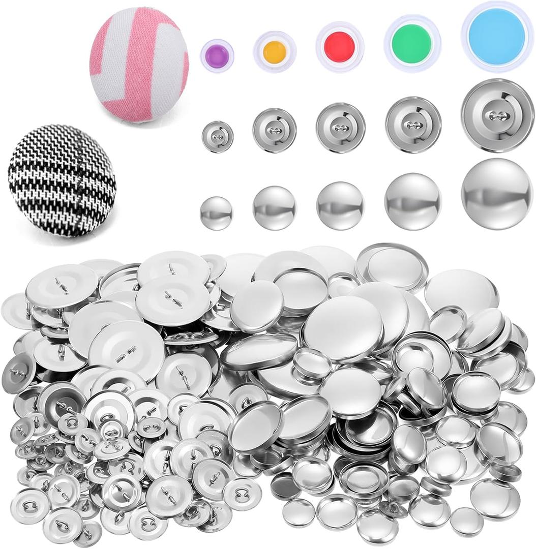 100pcs Cover Button Kits with 5 Sizes & Tools - DIY Fabric Covered Buttons to Make Your Own Buttons Making Kit for Crafts DIY Lovers Sewing Maker Supplies