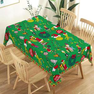 Christmas Tablecloth Green Elf Winter Holiday Birthday Party Decoration Home Kitchen Dining Room Rectangular Table Decor (Green, 60''84'')
