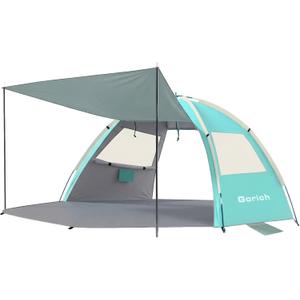 Gorich Beach Tent Sun Shelter with Canopy, Easy Setup UPF50+ UV Protection Sun Shade for 7-8 Person, Lightweight & Compact Beach Umbrella for Family Travel