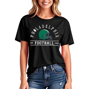 FAYALEQ Football Shirts for Women, Game Day Tshirt Football Outfits Sports Team Fan Gift Tee Shirt (Black, L)