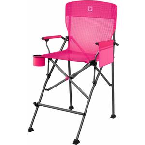 EVER ADVANCED Tall Directors Chair 31" Foldable Camping Mesh Pink, 25.8" W x 29.5"L x 49" H