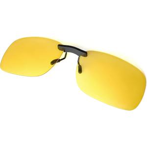 BLUE CUT Clip on Polarized Night Vision, Driving Sunglasses UV 400 Blocker To Wear Over Prescription Glasses