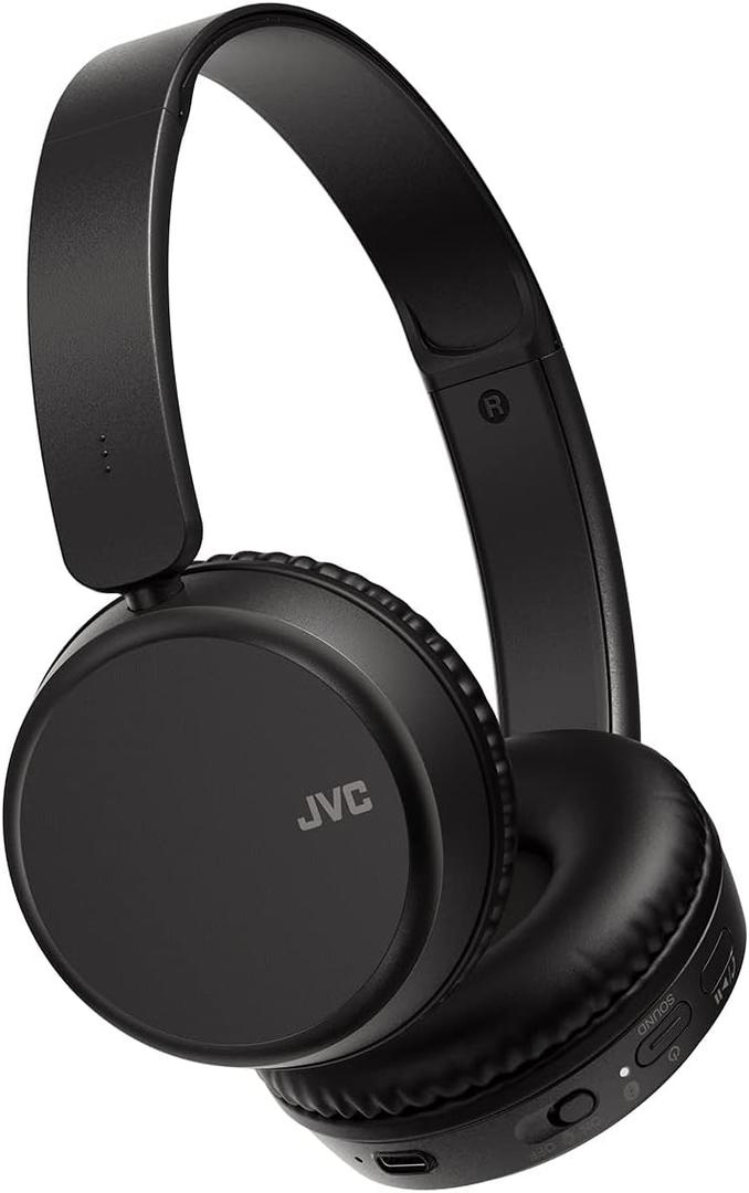 JVC Deep Bass Wireless Headphones, Bluetooth 5.2, Built-in EQ (Bass/Clear/Normal), Multi-Point Connection, Voice Assistant Compatible, 35 Hour Battery Life - HAS36WB (Black) (Small)