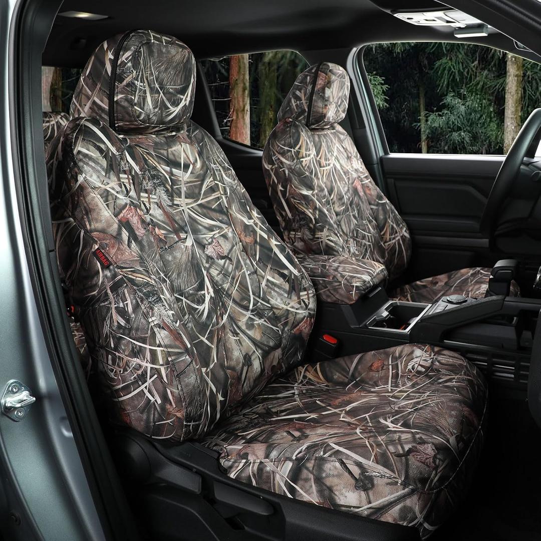 Custom Fit Tacoma Car Camo Seat Cover for Select Toyota Tacoma Access Cab/Xtra Cab 2016-2023 SR/SR5/TRD Sport/TRD Off-Road, Canvas Camouflage Seat Covers - Full Set(Reed Camouflage)