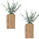 Dahey 2 Pack Wood Wall Planter Vase with Artificial Eucalyptus Farmhouse Wall Hanging Decor Pocket Planter for Indoor Fake Plants Greenery Flowers, livingroom Bedroom Kitchen Home Office Decoration
