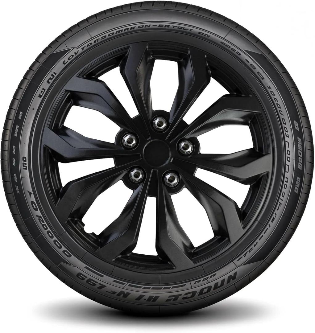 LYDS Spyder GM Gunmetal Gray Universal 16 inch Premium ABS Hubcap Wheel Cover Replacement Set of 4 - GWC-16GM-B