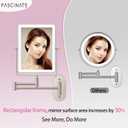 FASCINATE 5000mAh Rechargeable Wall Mounted Makeup Mirror, Bathroom Mirror Rectangle 8.7" Double Sided Touch Switch 1X 30X Magnifying, 3 Color Setting, Extended Arm 360 Swivel Foldable Nickel