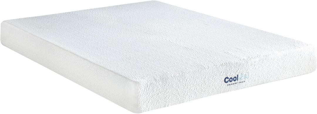 COOL GEL Memory Foam 8-Inch Mattress, CertiPUR-US Certified, Mattress in a Box, Queen, White (Twin)