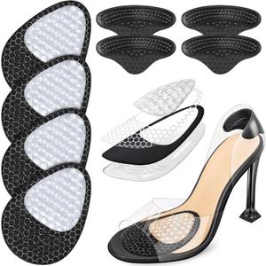 Metatarsal Pads Women, Ball of Foot Cushions (2 Pairs Foot Pads& Heel Pads), Heel Inserts for Women, High Heel Comfort Pads for Pain Relief, Anti Slip, Invisible Design, One Size Fits (Black)