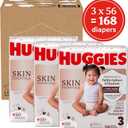 Huggies Size 3 Diapers, Skin Essentials Baby Diapers, Size 3 (16-28 lbs), 168 Count (3 Packs of 56)