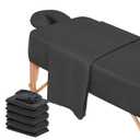12 Pcs 4 Sets Premium Microfiber Massage Table Sheet Set, Include Massage Table Cover, Massage Fitted Sheet, Massage Face Rest Cover for Beauty Salon Spa Hair Salon (Black)