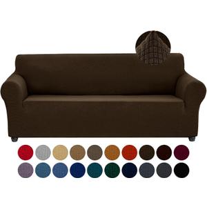 Joccun Stretch Couch Cover Slipcovers, 1-Piece Sofa Covers for 3 Cushion Couch Spandex Jacquard Washable Furniture Protector Cover for Living Room,Kids,Pets(Sofa,Seal Brown)