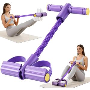 Upgraded Pedal Resistance Band with Handle, Soft Durable Fashion Puller Exercise with Thickened 6 Tension Ropes, Tube Pedal Resistance Device for Abdomen, Waist, Arm, Leg, Core/ABS (Purple)