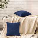 GAWAMAY Decorative Square Throw Pillow Covers 20"x20" Inch Set of 2, Super Soft Chenille Pillows Farmhouse Fall Pillowcase for Living Room Bedroom Sofa Couch Cushion Cover Navy Blue 50x50cm