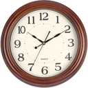 12 Inch Wood Wall Clock, Retro Wooden Wall Clocks Battery Operated, Silent Wall Clock for Living Room Bedroom Housewarming Xmas New Year Present (Walnut)
