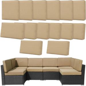 14Pcs Outdoor Cushion Covers Replacement Washable w/Zipper for 6-Seaters Sofa Patio Slipcovers Set Seat and Back Covers Only-23.6x23.6x4inch