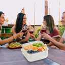 Divided Chilled Serving Tray for Parties, Ice Chilled Party Platter, Ice Serving Bowl with Lid and Handle, Charcuterie Serving Board, Cold Dish Dip for Fruit, Seafood, and Vegetable, Shrimp Cocktail Appetizer. (White)