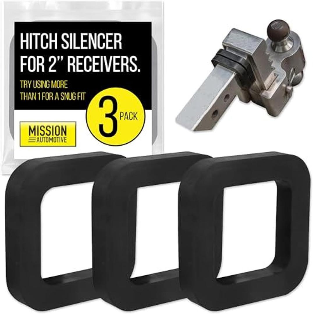 Mission Automotive 3 Pack Silencer Pads for 2 Inch Ball Mounts - Reduces Rattle and Noise Between Receivers and Tow - Fits Any Trailer Hitch Receiver - Trailer Hitch Stabilizer Silencer Pad